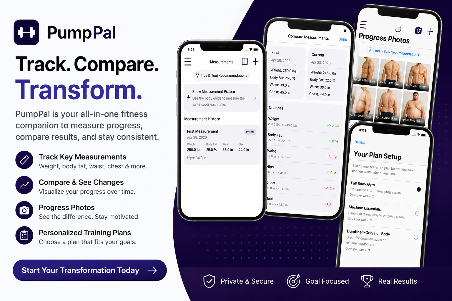 PumpPal fitness progress tracking app