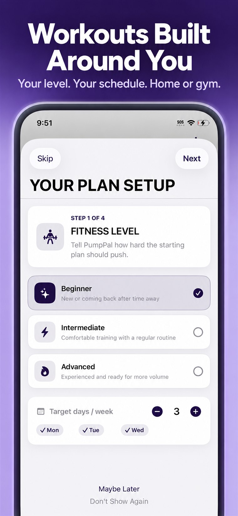 Personalized plan builder for home or gym